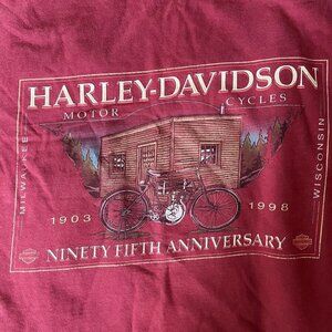 Vintage Harley-Davidson 95th Anniversary 1998 T-Shirt • XL Maroon Biker Tee